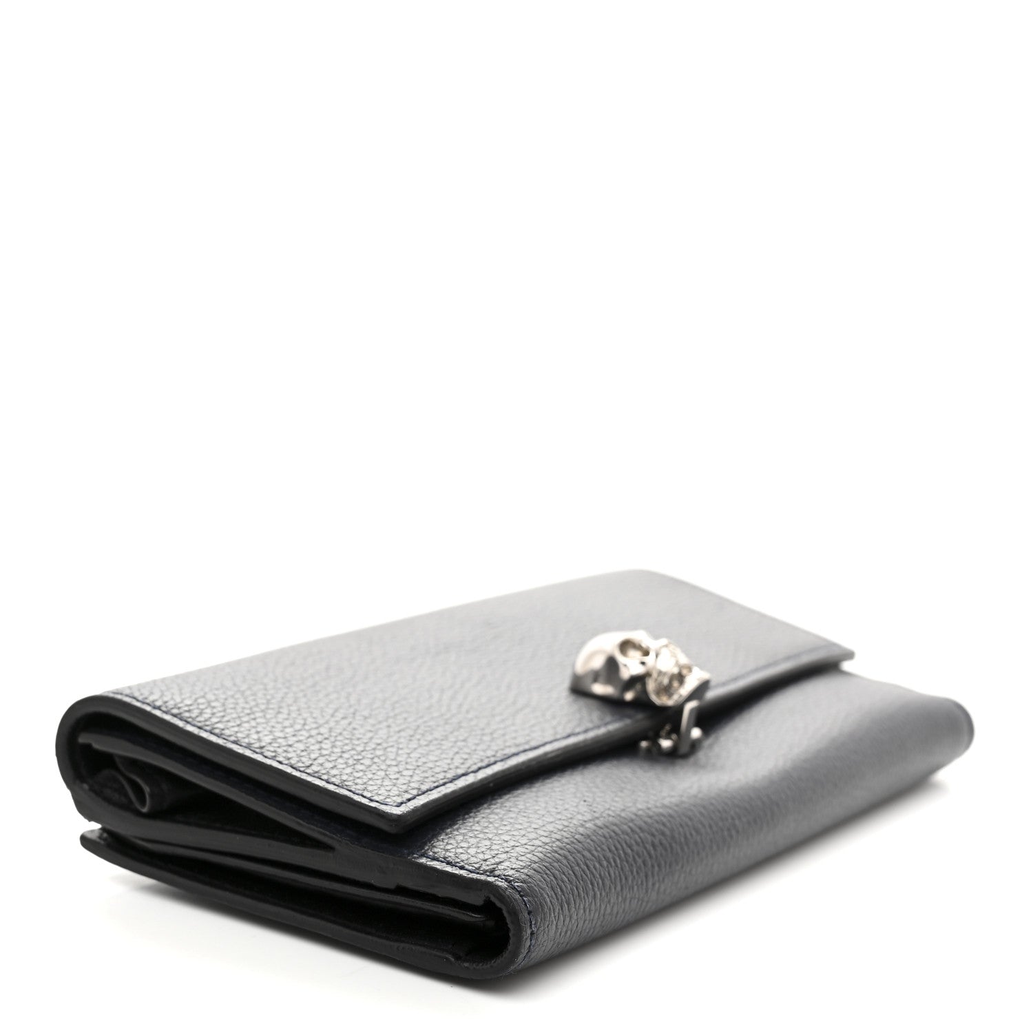Alexander McQueen Calfskin Skull Continental Wallet Navy 4 of 8