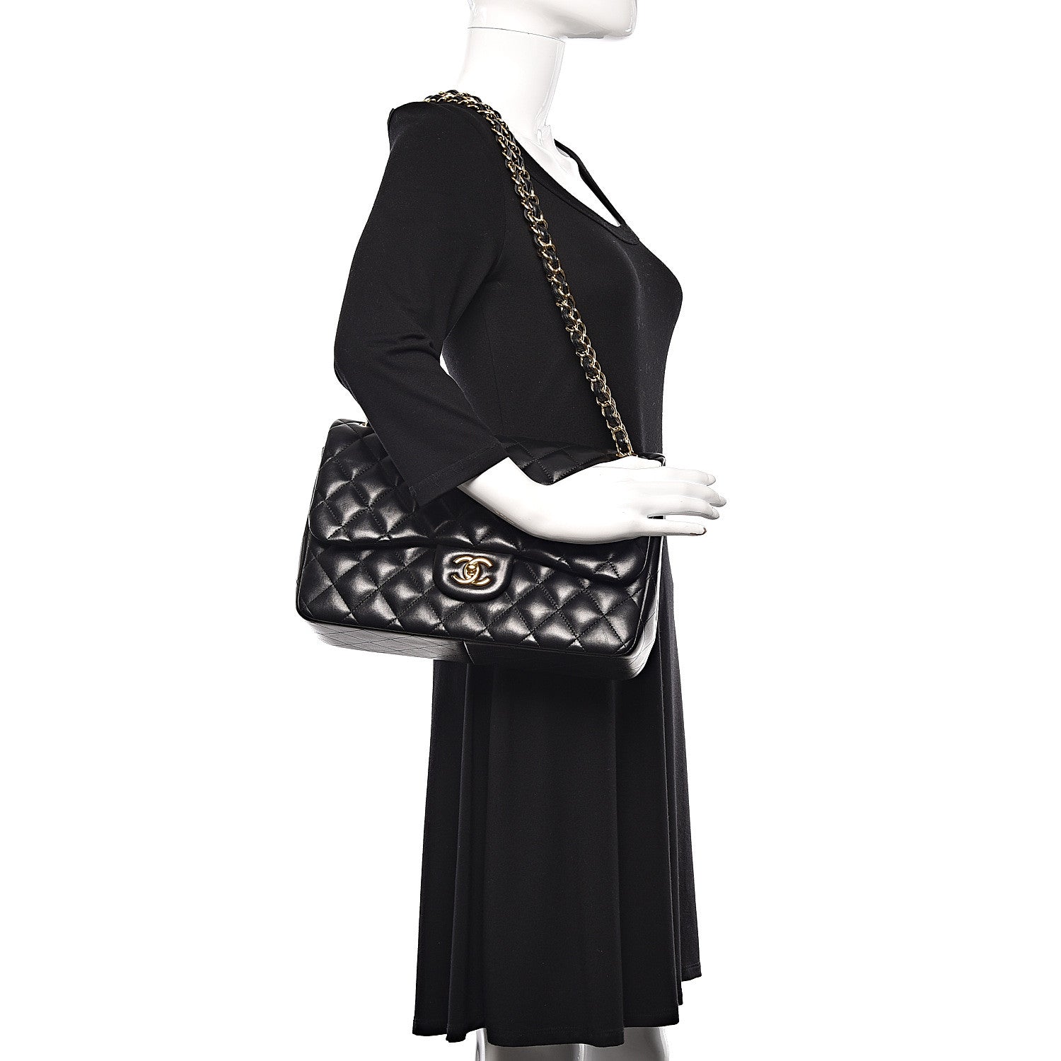 Chanel Lambskin Quilted Jumbo Double Flap Black 1 of 13