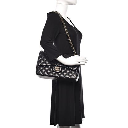 Chanel Lambskin Quilted Jumbo Double Flap Black 1 of 13