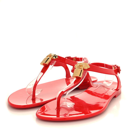 Louis Vuitton Rubber Bikini Thong Flat Sandals 37 Red 3 of 7