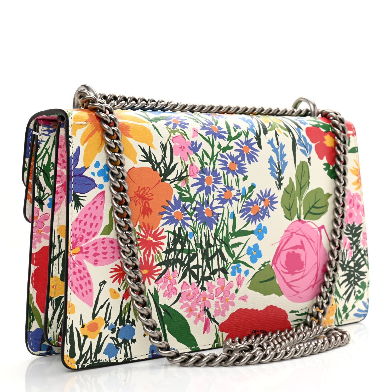 Gucci X KEN SCOTT New Shangai Calfskin Jardin D'Avril Floral Print Small Dionysus Shoulder Bag Ivory Pink 3 of 8