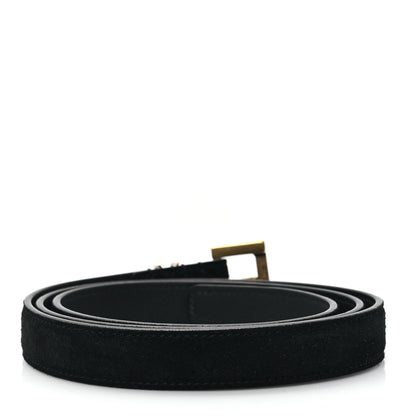 Saint Laurent Suede Calfskin Monogram Square Buckle Belt 90 36 Black 2 of 5