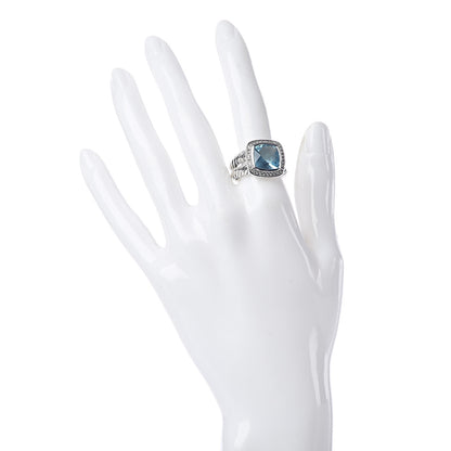 David Yurman Sterling Silver Diamond Blue Topaz 11mm Albion Ring 57 8 2 of 5