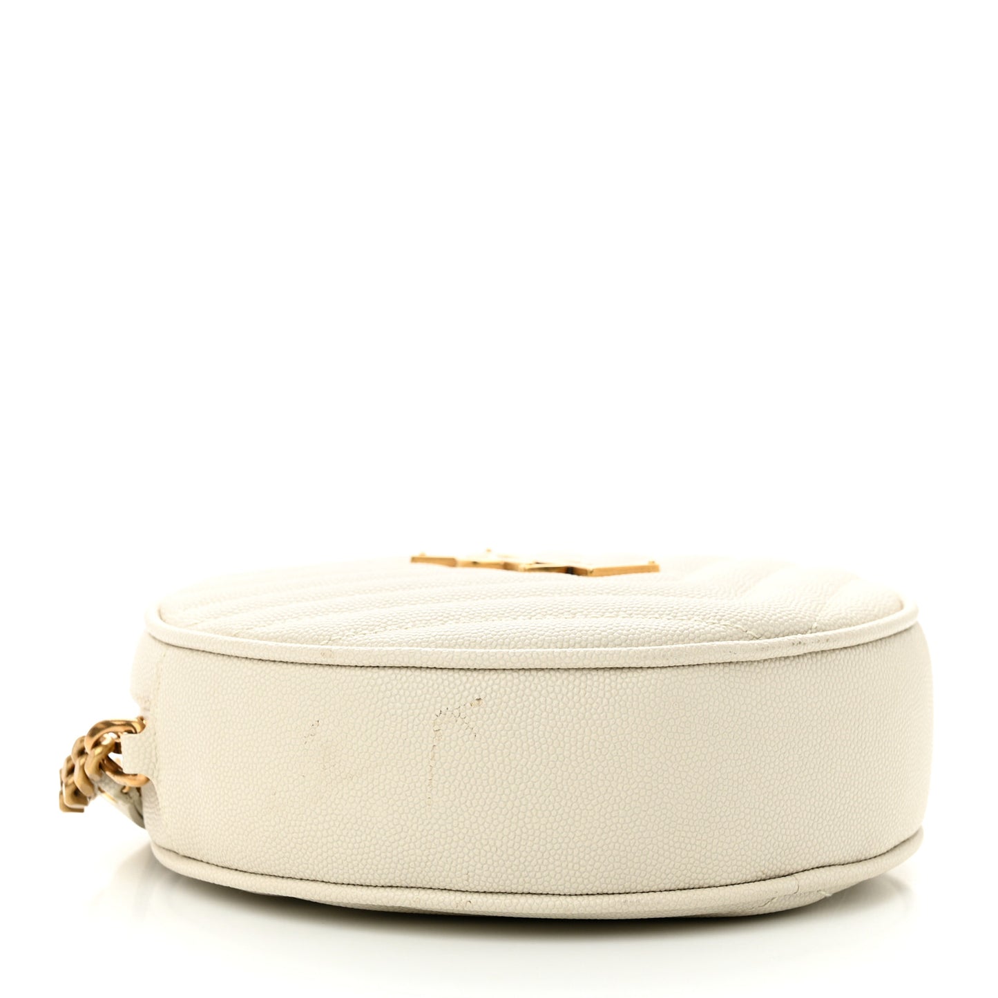Grain De Poudre Matelasse Chevron Quilted Round Vinyle Camera Bag Crema Soft
