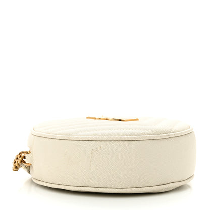 Saint Laurent Grain De Poudre Matelasse Chevron Quilted Round Vinyle Camera Bag Crema Soft 4 of 10