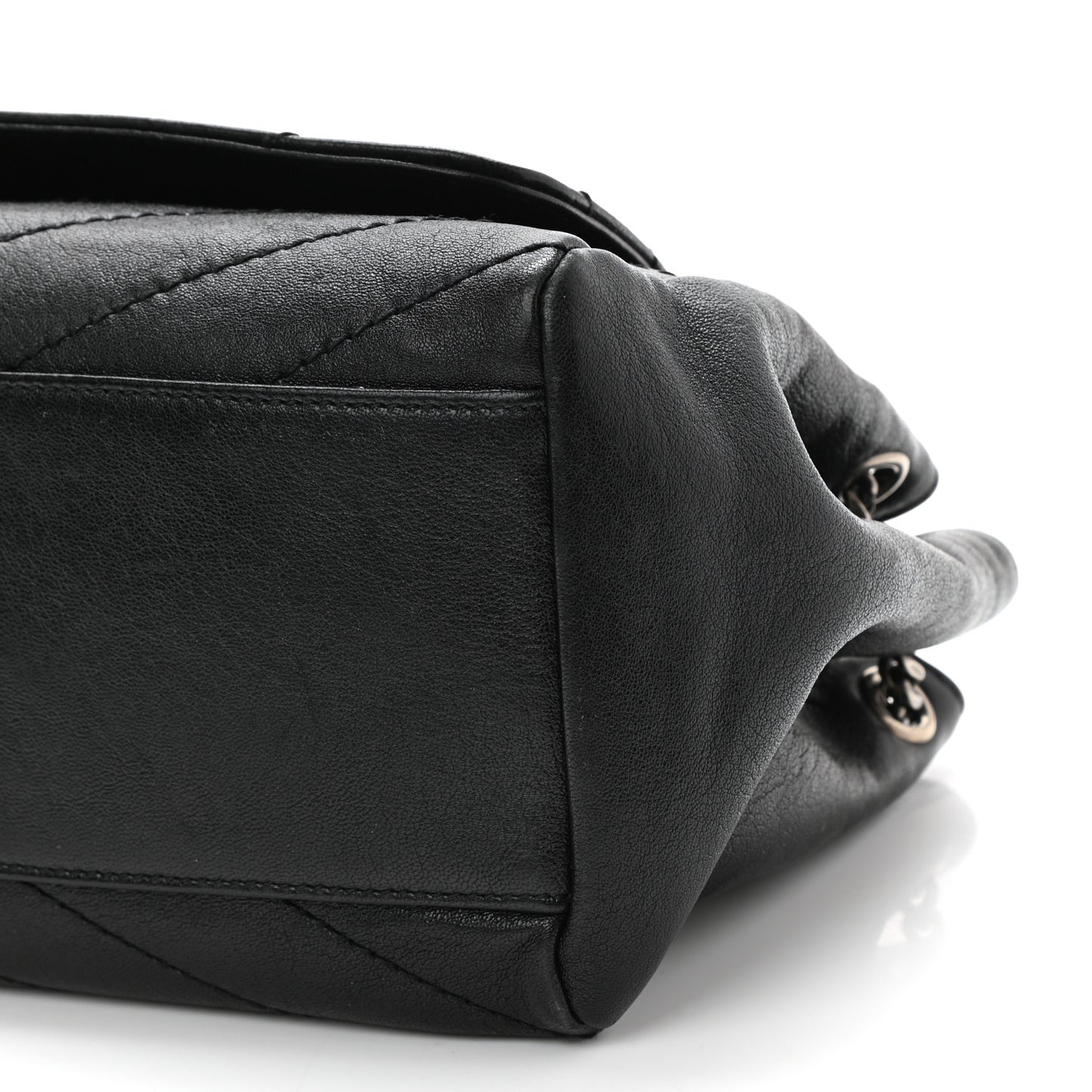 Vintage Lambskin Chevron Monogram Small Nolita Black
