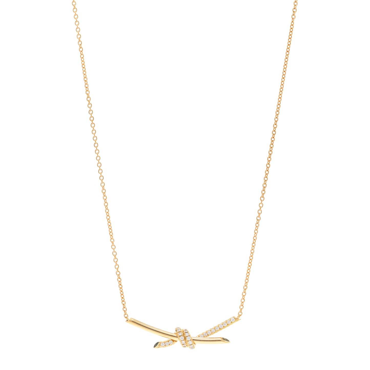 18K Yellow Gold Diamond Knot Necklace