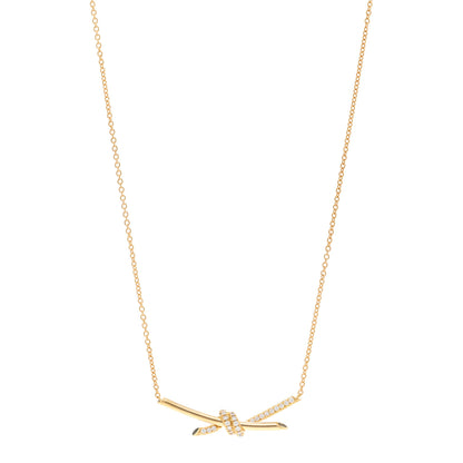 Tiffany 18K Yellow Gold Diamond Knot Necklace 1 of 5