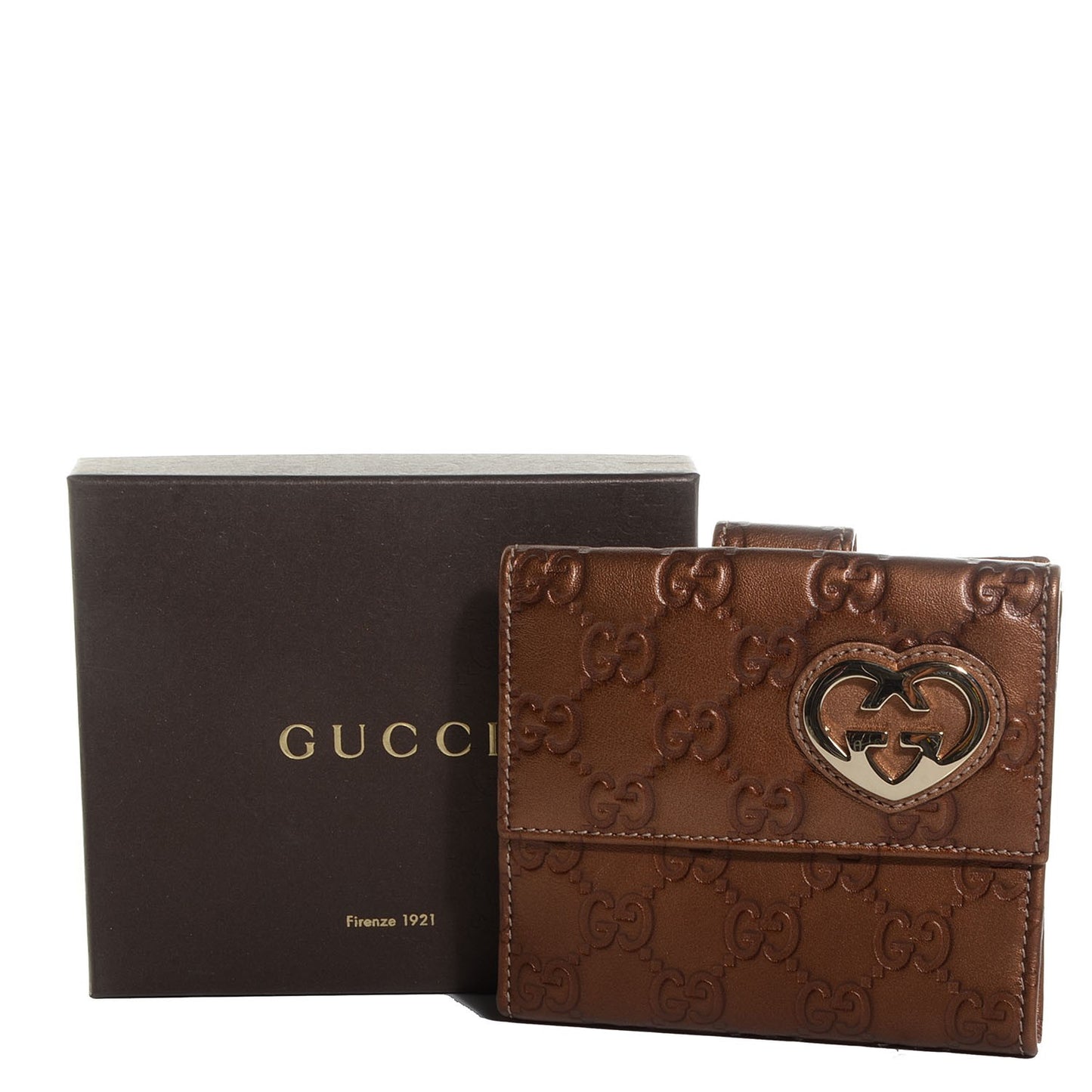 Guccissima Lovely French Flap Wallet Bronze