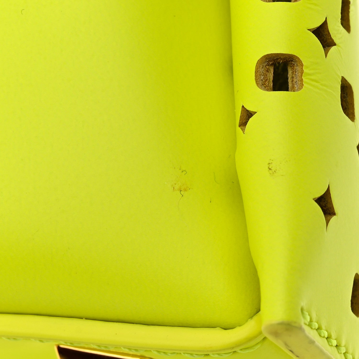 MCM Perforated Calfskin Studded Mini Milla Tote Neon Yellow 13 of 15
