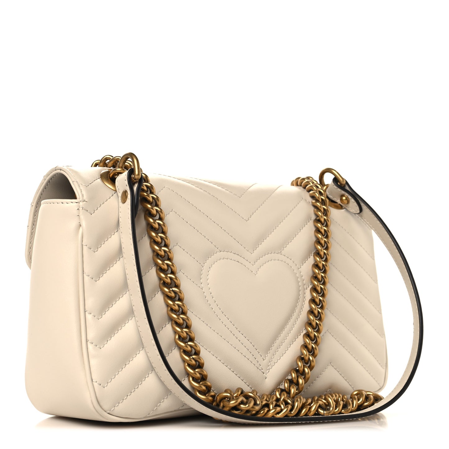 Calfskin Matelasse Small GG Marmont Shoulder Bag White