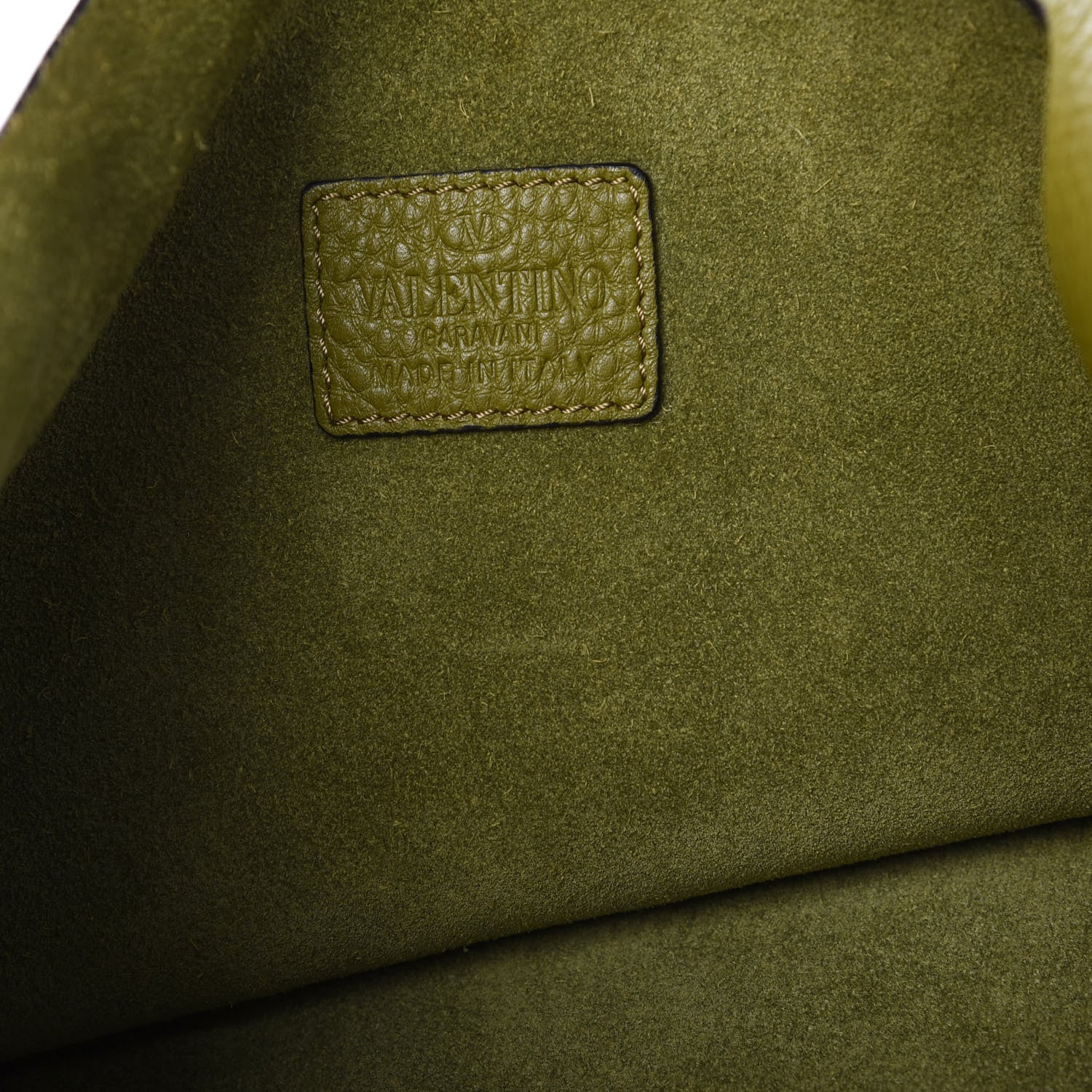 Valentino Garavani Alce Printed Calfskin Shopping Tote Military Green 5 of 8