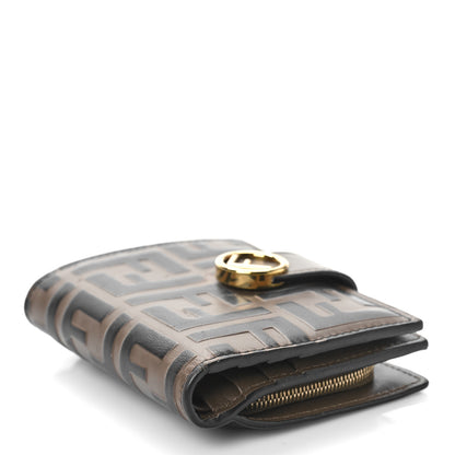 Fendi Vitello Soft F is Fendi Bi-Color FF 1974 Embossed Compact Wallet Maya Black 4 of 9