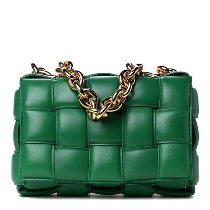 Bottega Veneta Lambskin Maxi Intreccio Padded Chain Cassette Crossbody Bag Racing Green 1 of 4