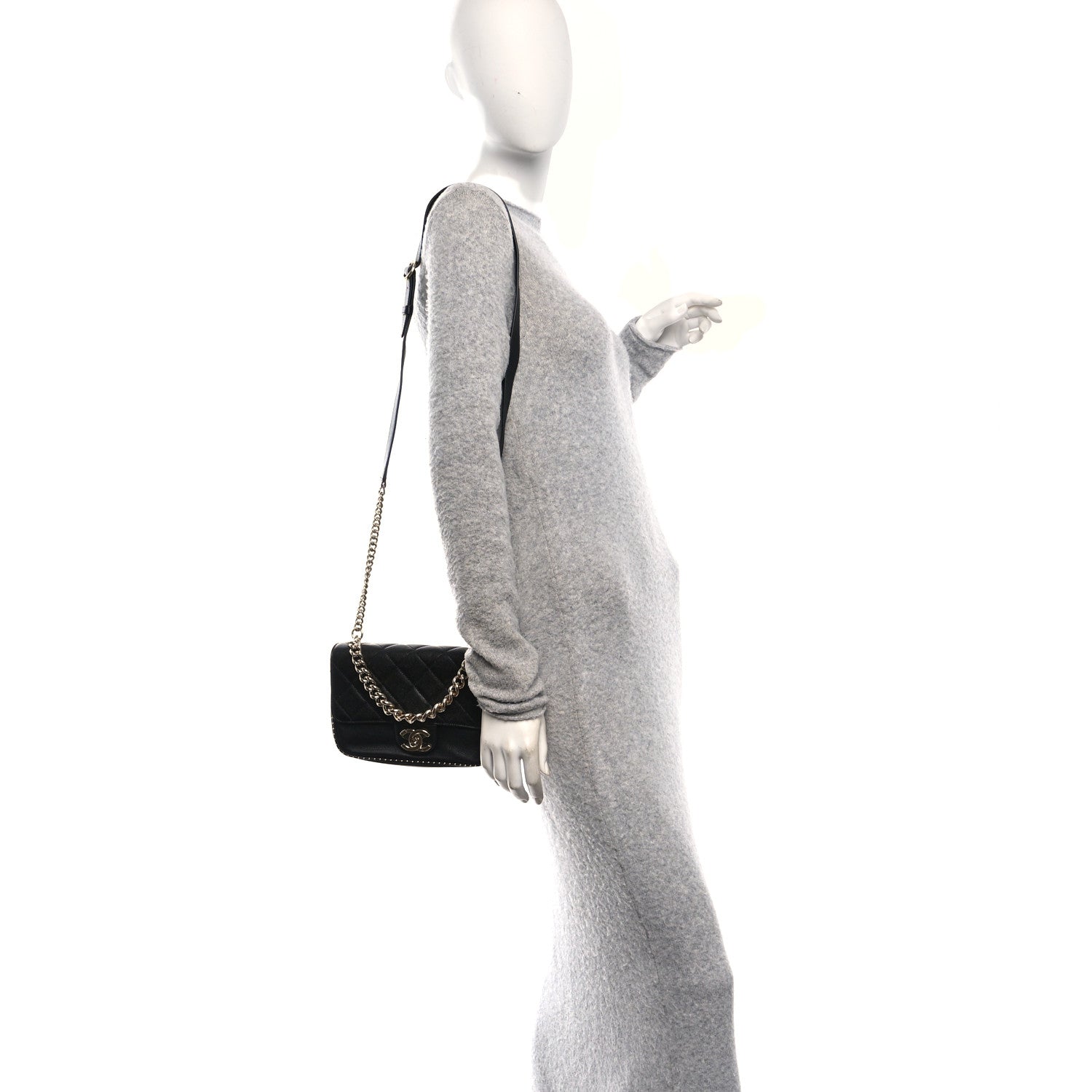 Chanel Caviar Quilted Small Studded Flap Black 2 of 11