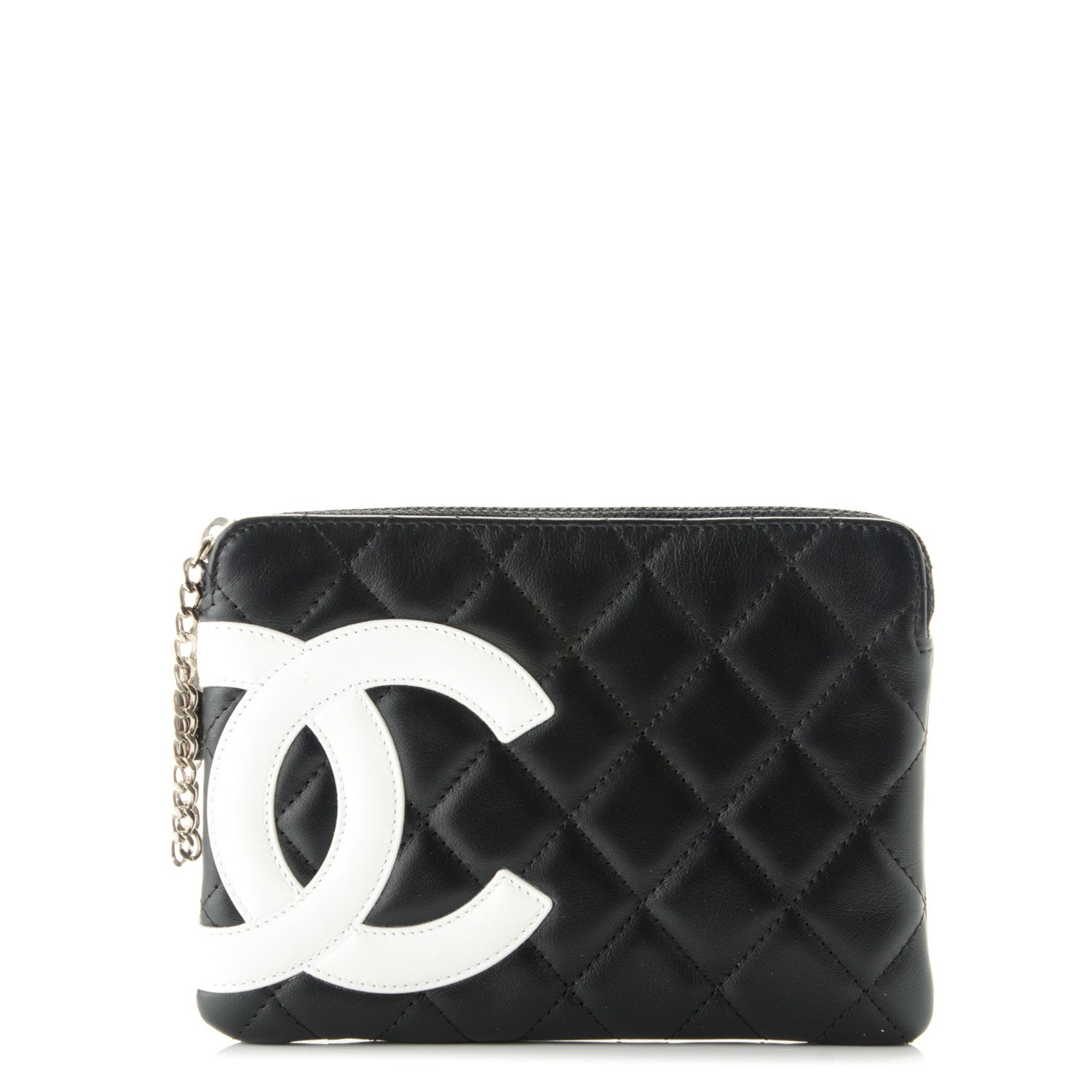 Chanel Calfskin Quilted Cambon Cosmetic Pouch Black White 1 of 7