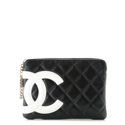 Chanel Calfskin Quilted Cambon Cosmetic Pouch Black White 1 of 7