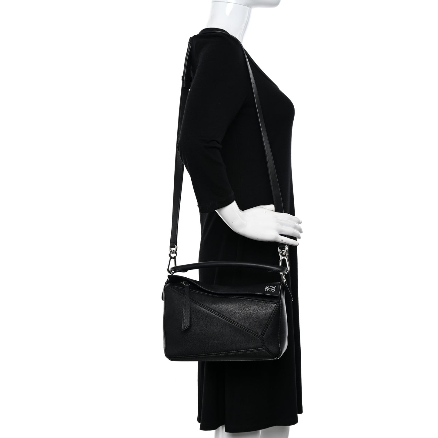 Calfskin Small Puzzle Bag Black