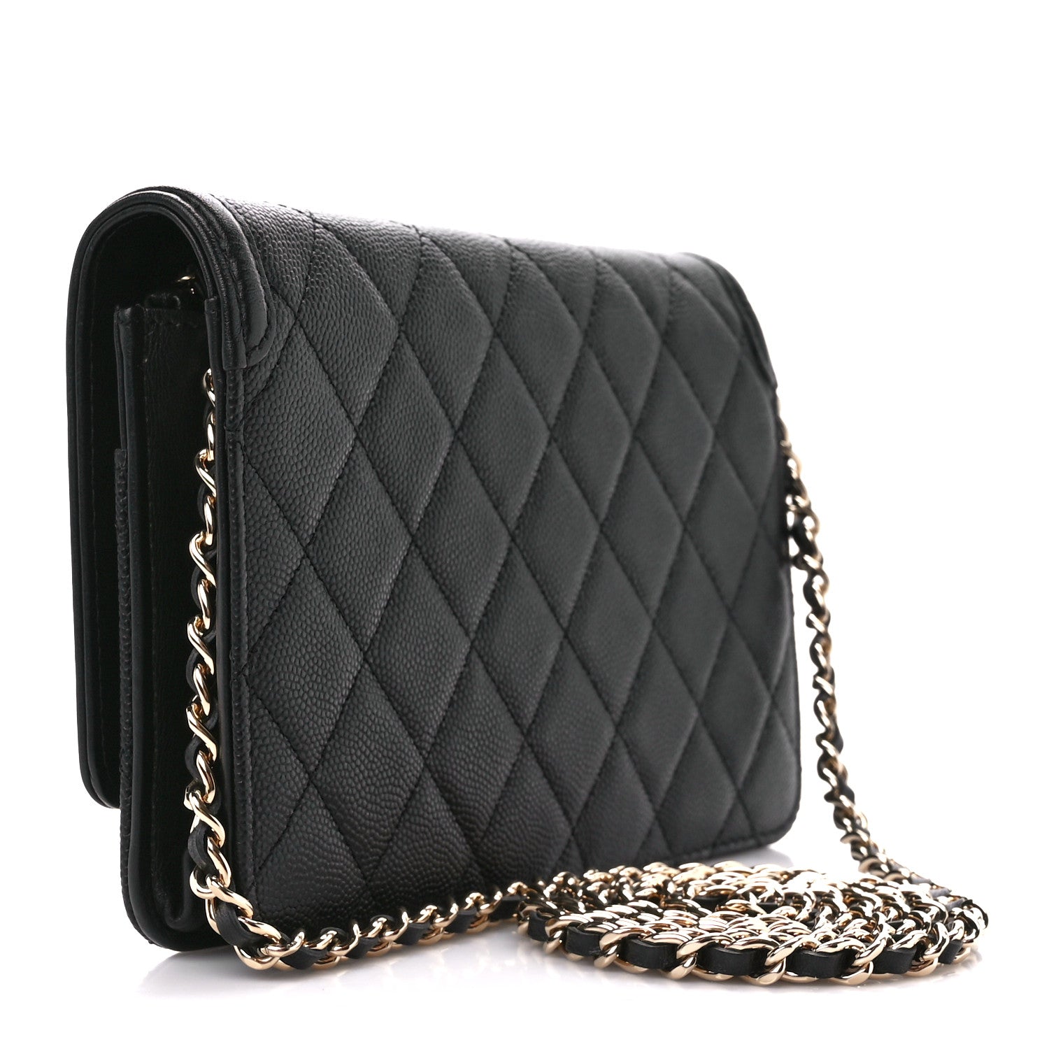 Chanel Caviar Quilted CC Filigree Wallet On Chain WOC Black 3 of 10