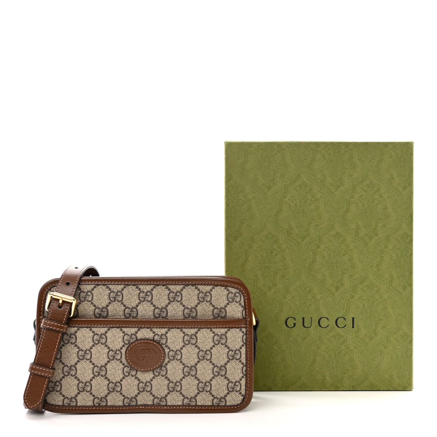 Gucci GG Supreme Monogram Azalea Calfskin Mini Retro Interlocking G Shoulder Bag Beige Ebony Brown Sugar 11 of 11