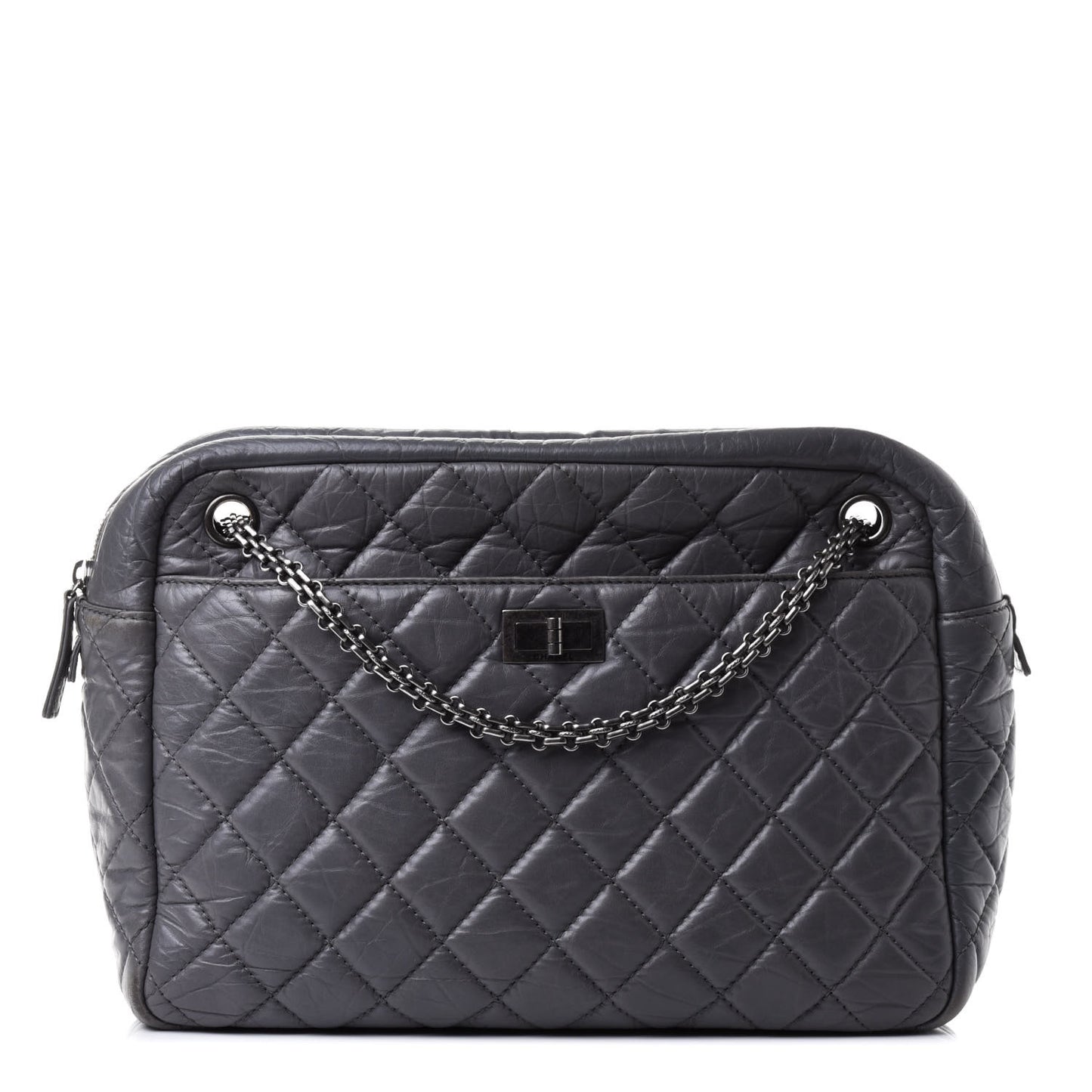 Aged Calfskin Quilted Large Reissue Camera Case Grey