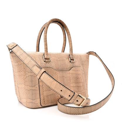 Valentino Garavani Snakeskin Small Demilune Double Handle Satchel Beige 3 of 14