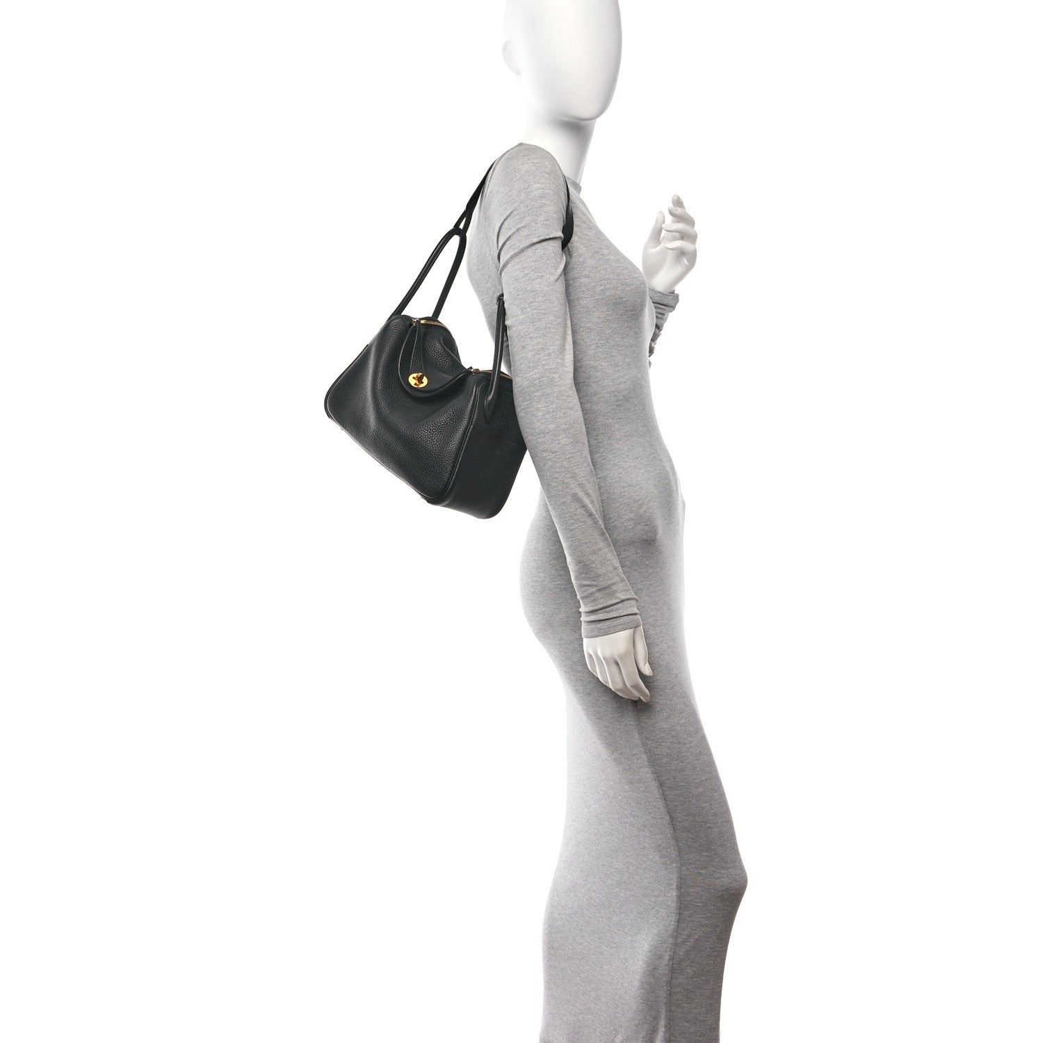 Hermes Taurillon Clemence Lindy 26 Black 2 of 11