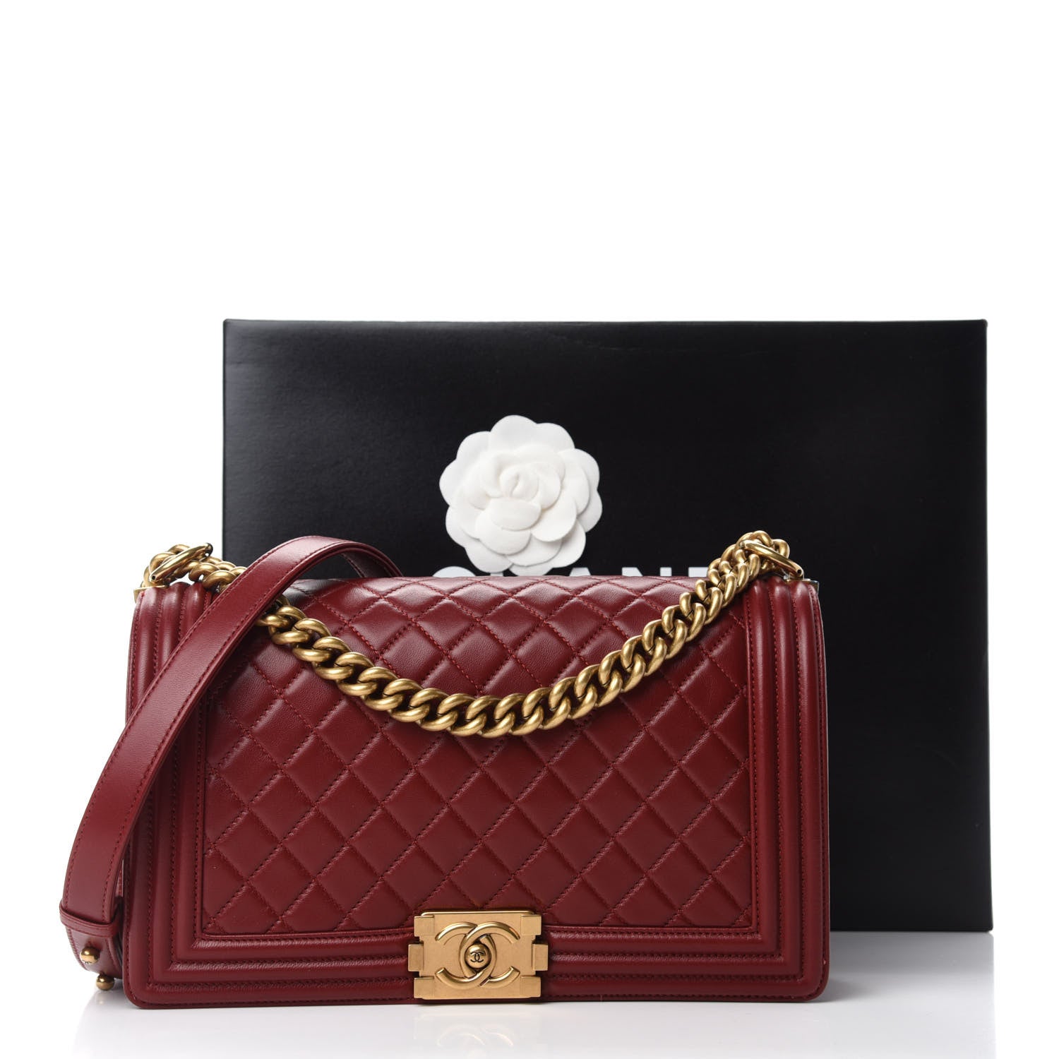 Chanel Lambskin Quilted New Medium Boy Flap Dark Red 11 of 11