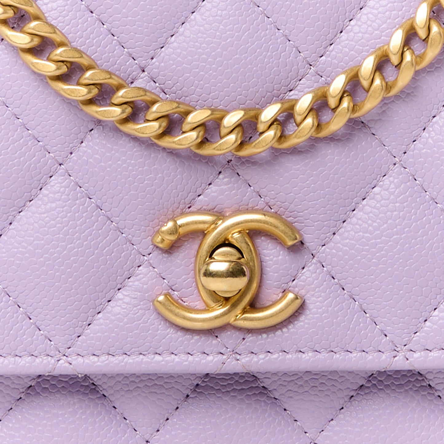 Caviar Quilted Sweetheart Wallet On Chain WOC Light Purple