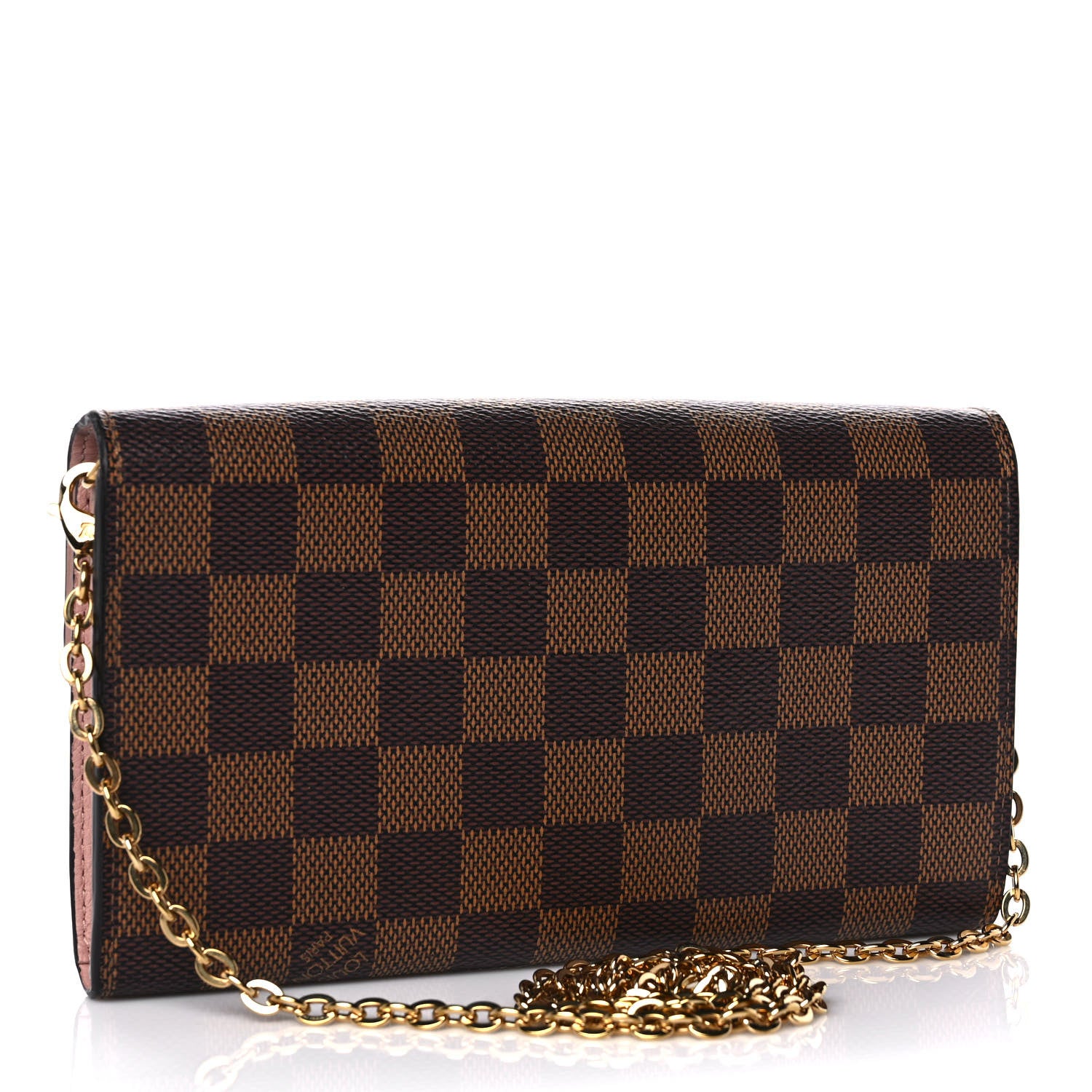 Louis Vuitton Damier Ebene Croisette Chain Wallet Rose Ballerine 3 of 9