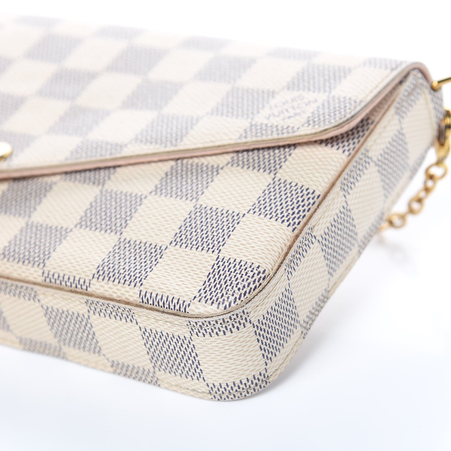Louis Vuitton Damier Azur Pochette Felicie Chain Wallet Rose Ballerine 9 of 16