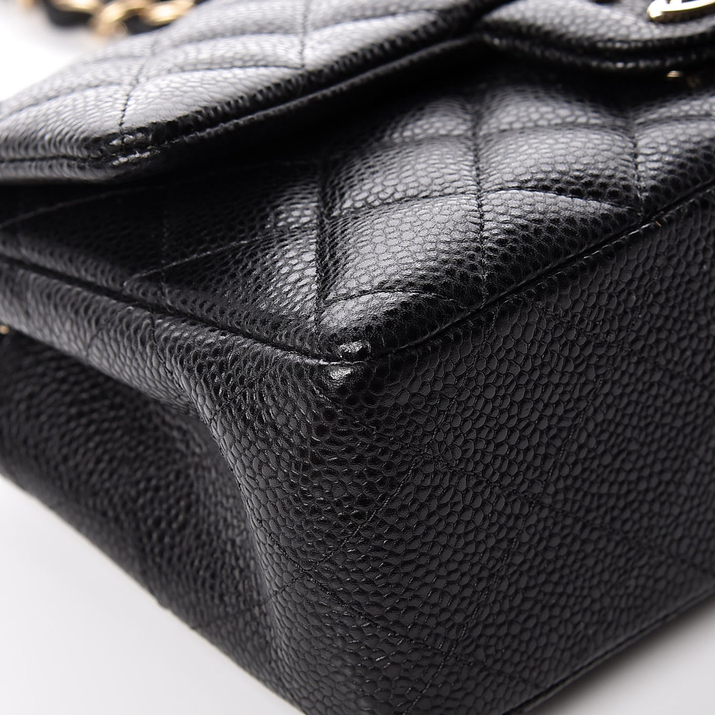 Caviar Quilted Mini Rectangular Flap Black