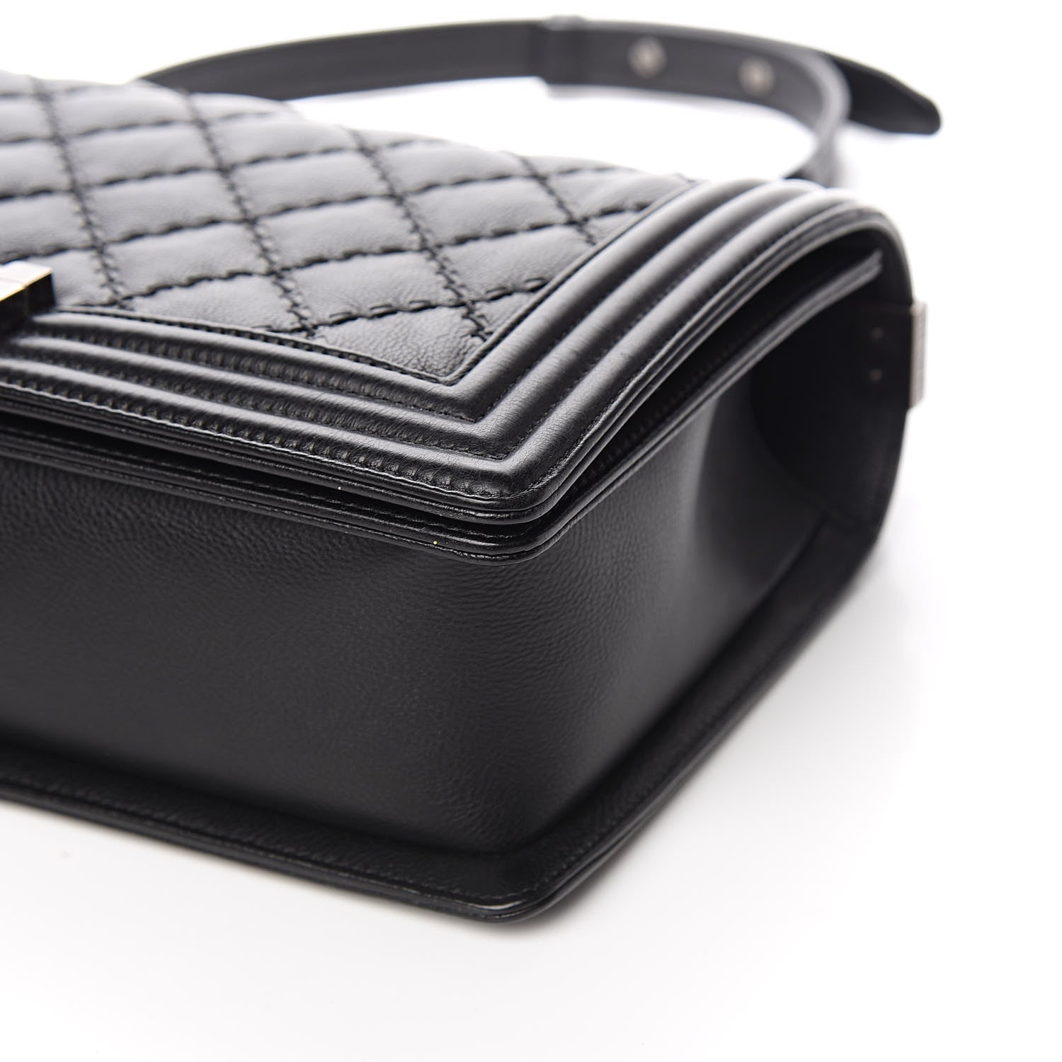 Chanel Calfskin Quilted Double Stitch New Medium Boy Flap Black 9 of 13