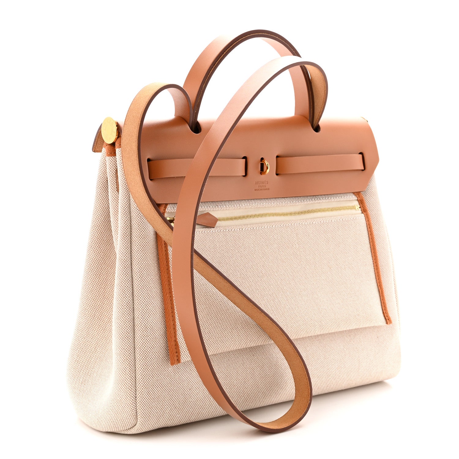 Hermes H Plume Canvas Vache Hunter Circuit 24 Herbag Zip Retourne 31 Gris Meyer Ecru Beige Naturel 4 of 11