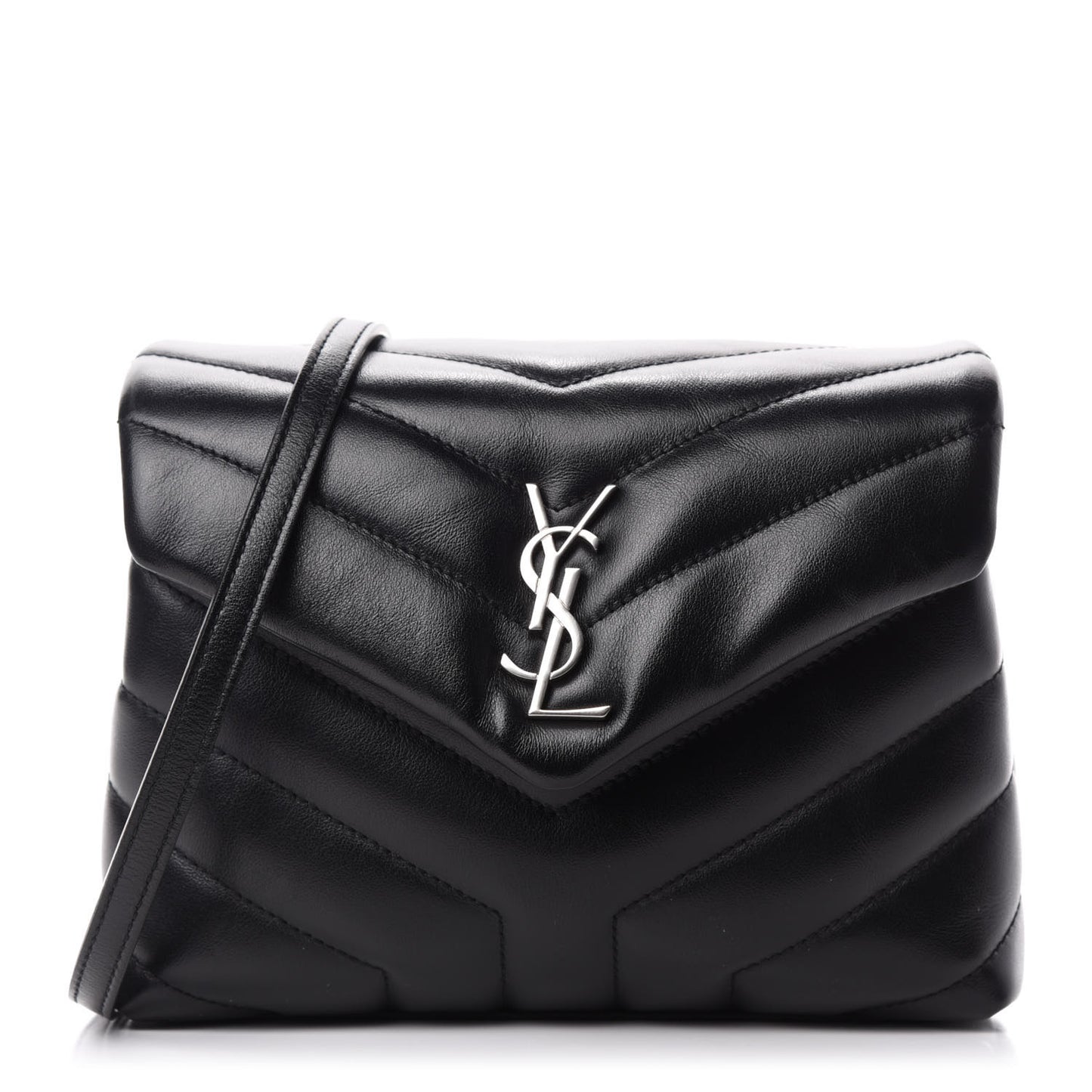 Calfskin Y Quilted Monogram Toy Loulou Crossbody Bag Black