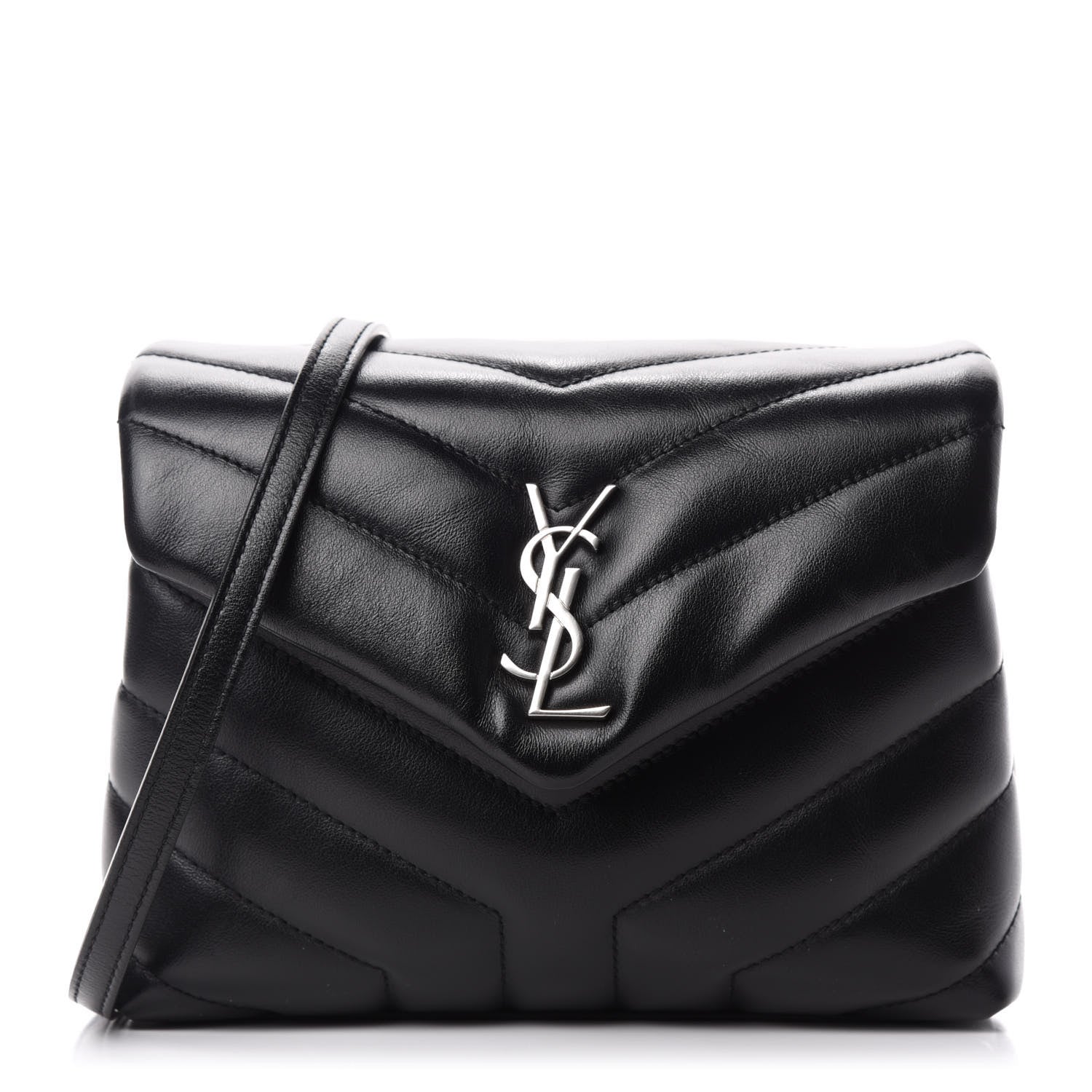 Saint Laurent Calfskin Y Quilted Monogram Toy Loulou Crossbody Bag Black 1 of 11