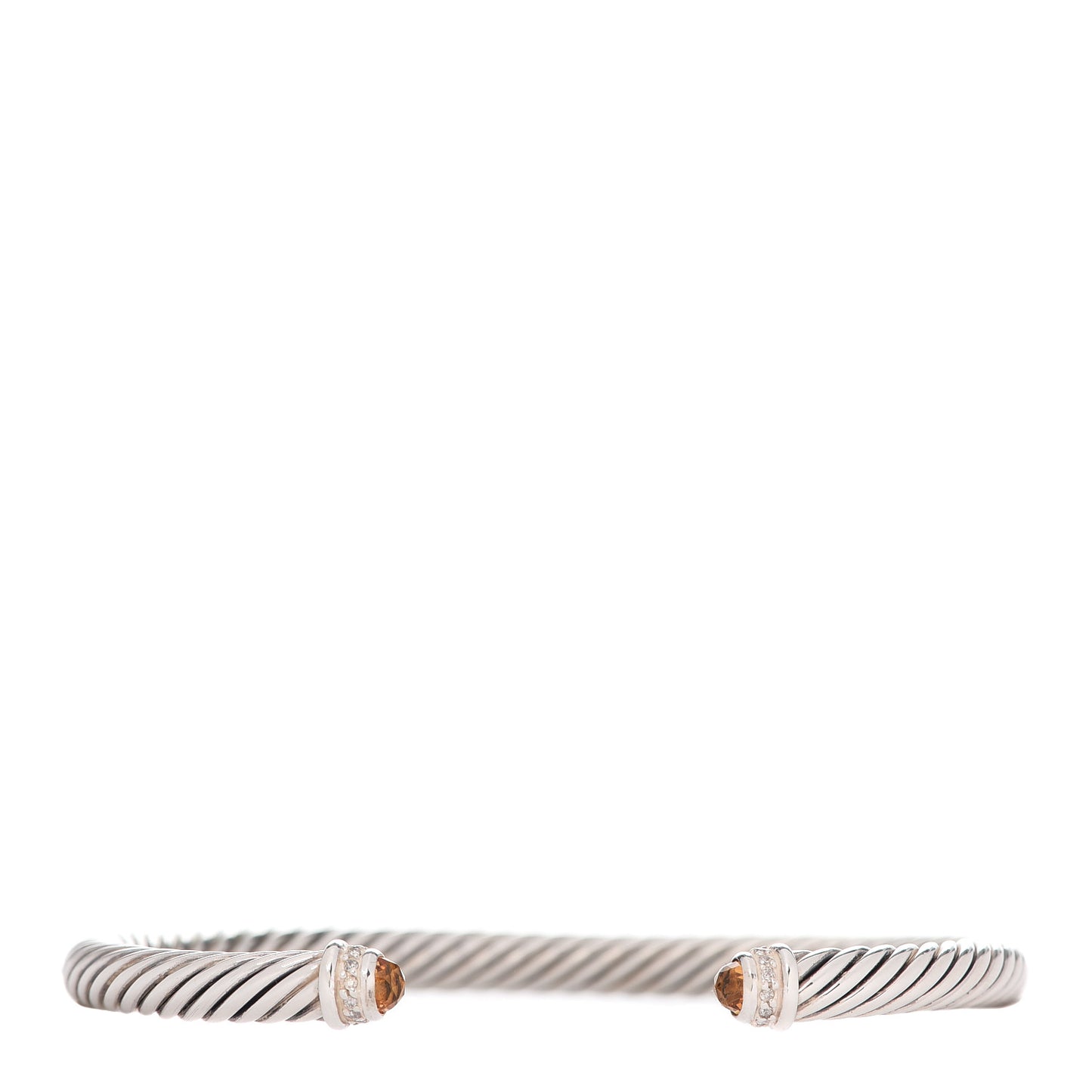 Sterling Silver Diamond Citrine 5mm Cable Classics Bracelet