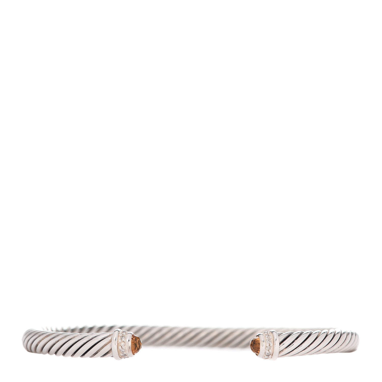 David Yurman Sterling Silver Diamond Citrine 5mm Cable Classics Bracelet 1 of 4