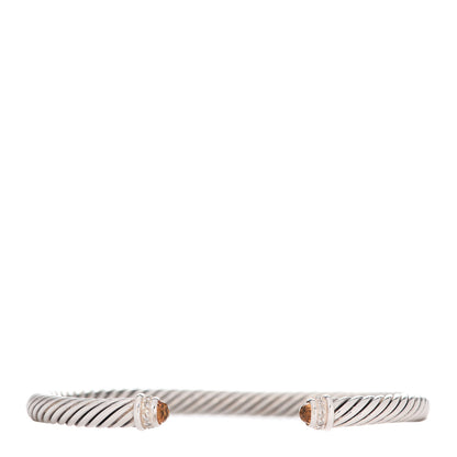 David Yurman Sterling Silver Diamond Citrine 5mm Cable Classics Bracelet 1 of 4