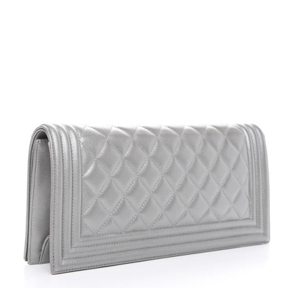 Chanel Metallic Lambskin Quilted Boy Flap Clutch Silver 2 of 10