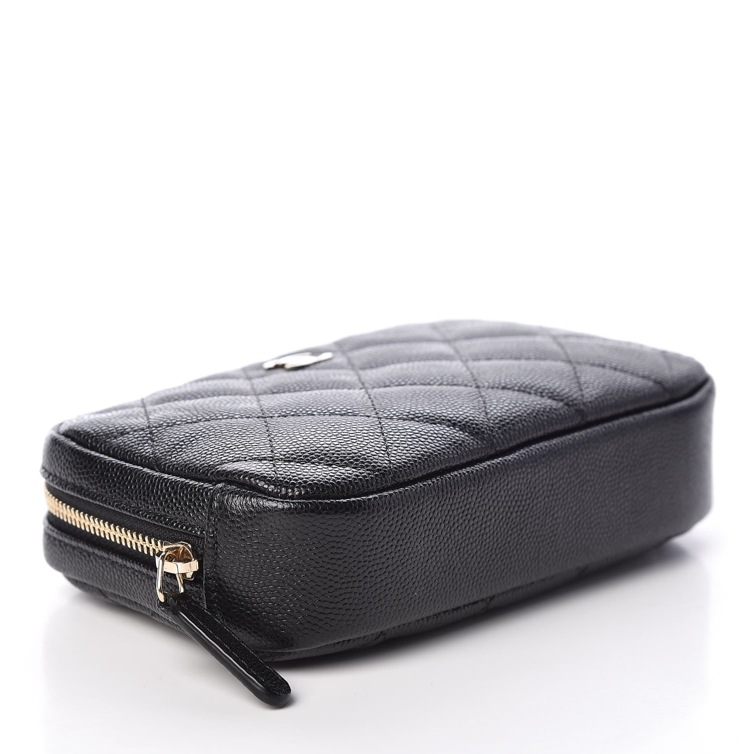 Chanel Caviar Quilted Small Curvy Pouch Cosmetic Case Black 4 of 8