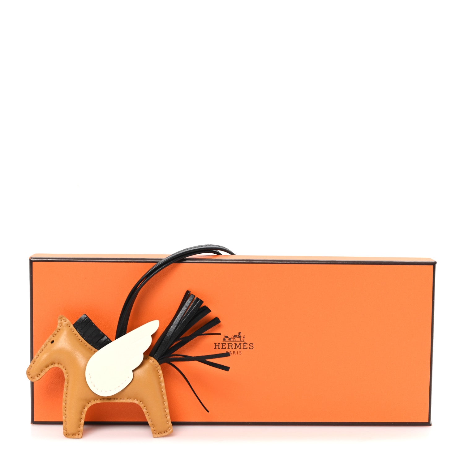 Hermes Milo Lambskin Grigri Rodeo Pegase Horse Bag Charm PM Sesame Black Nata 5 of 5