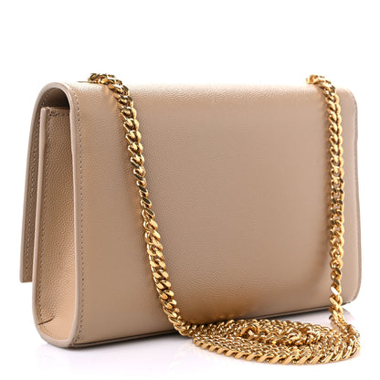 Saint Laurent Grain De Poudre Small Monogram Kate Satchel Dark Beige 3 of 12