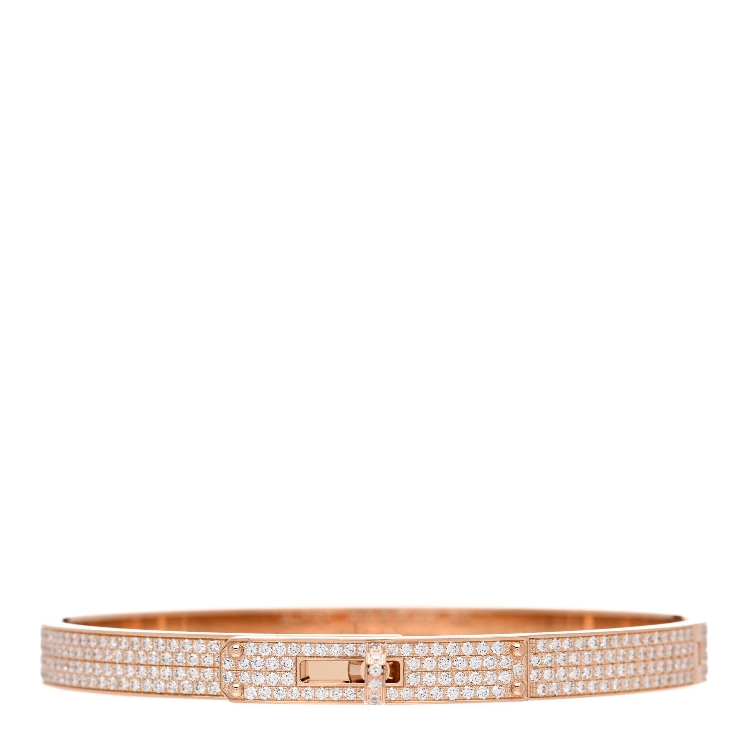 Hermes 18K Yellow Gold Diamond PM Kelly Full Pave Bracelet SH 1 of 4