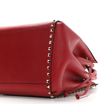 Valentino Garavani Grained Calfskin Rockstud Double Handle Cinch Tote Rosso Valentino 9 of 9