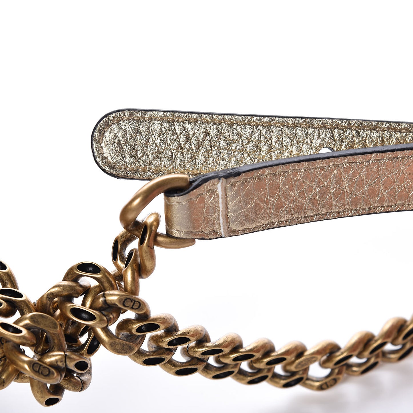 Metallic Calfskin Studded Small Diorama Flap Bag Gold
