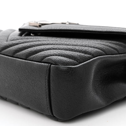 Saint Laurent Sheepskin Matelasse Chevron Monogram Medium College Bag Black 9 of 9