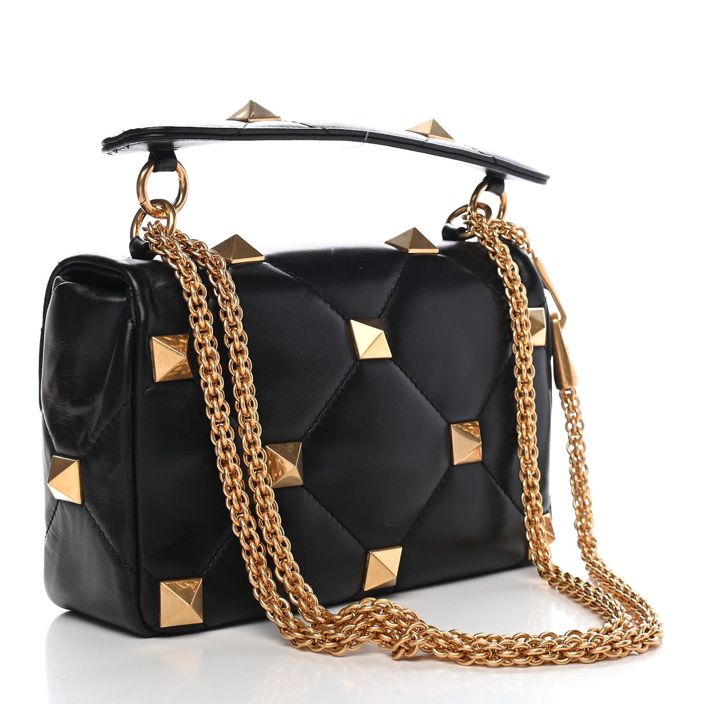 Nappa Medium Roman Stud Shoulder Bag Black