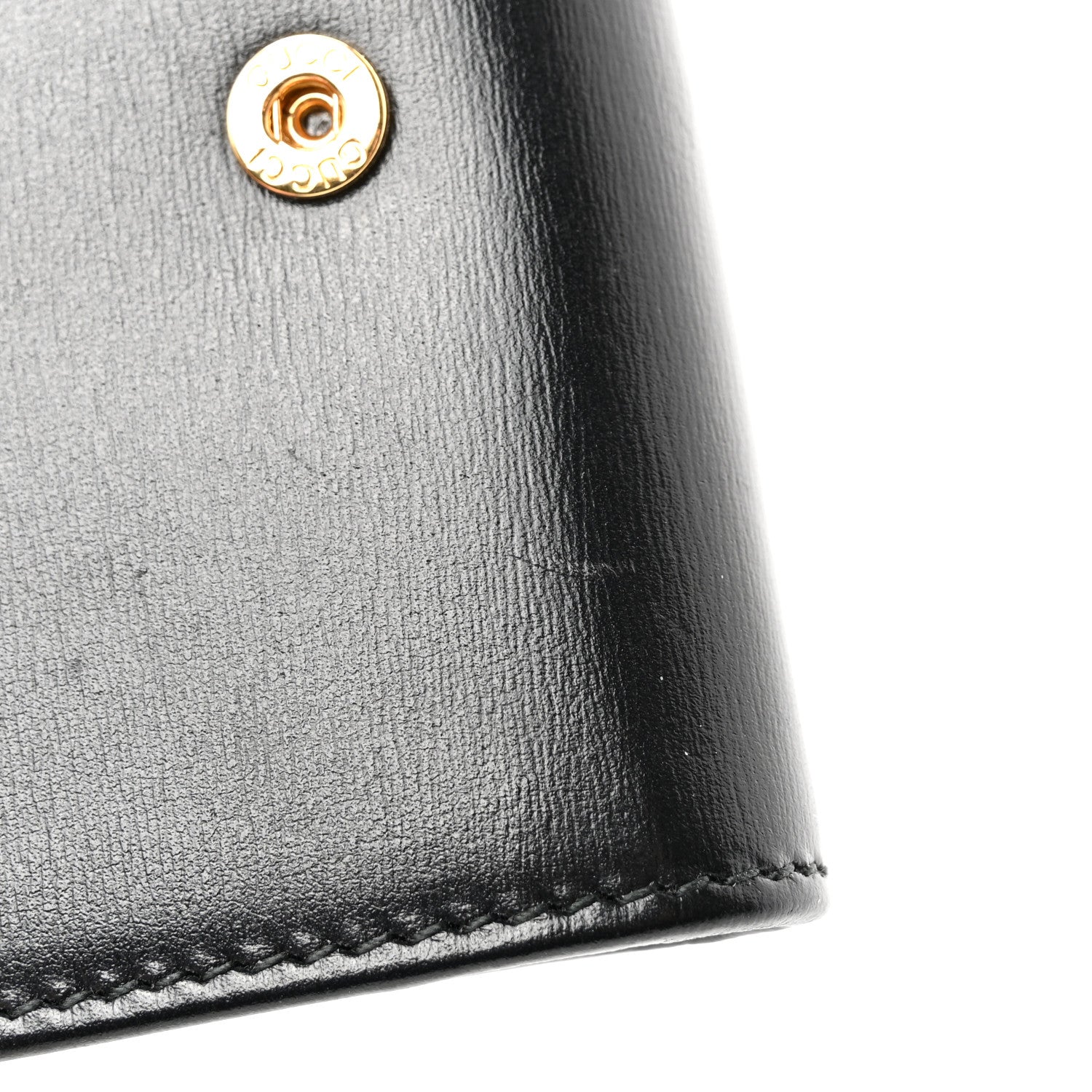Gucci Boarded Plutone Calfskin Horsebit 1955 Flap Card Case Wallet Black 7 of 9