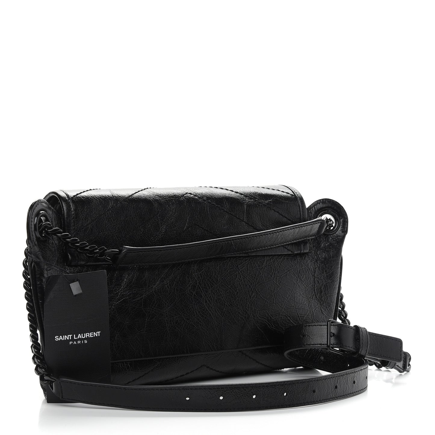 Crinkled Calfskin Matelasse Monogram Niki Body Bag Black